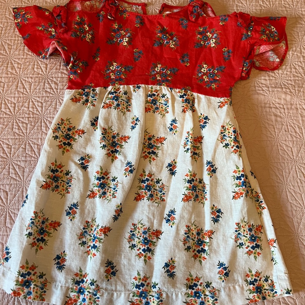 Zara Girls Dress Sz 10Y Red Floral